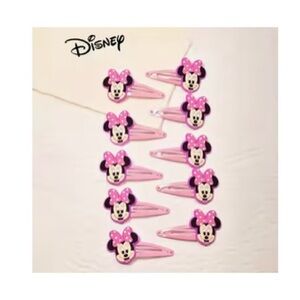 Disney Pink Minnie Mouse Polka Dot Bow Hair Clips - 10 Pack